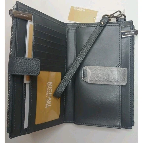 Michael Kors Jet Set Travel Continental Leather Wristlet Wallet Slate Gray NWT - Picture 6 of 16